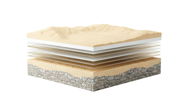 Cross-section of layered earth with sand dunes
