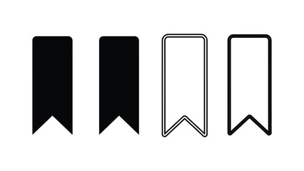 Four bookmark icons, two solid black and two outlined, against a white background.