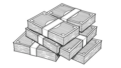 A stack of bundled currency is piled in a heap.