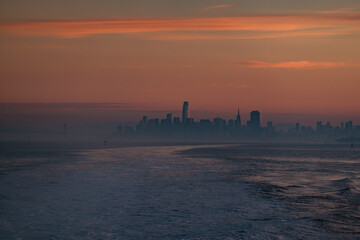 San Francisco Skyline Sparkles at Dusk Viewed from the Bay