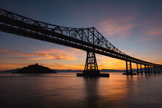 Richmond San Rafael Bridge Silhouette at Sunset
