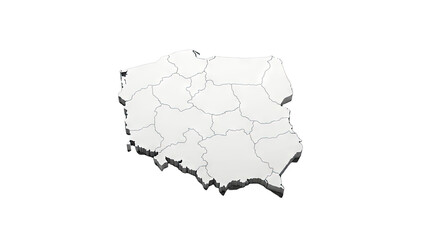 3D Map of Poland with Administrative Divisions