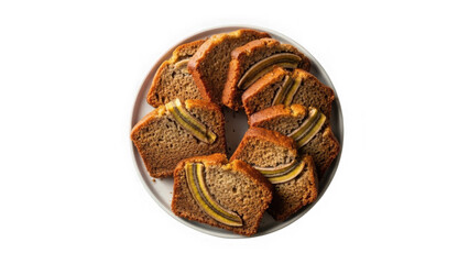 Naklejka premium sliced banana bread on a plate
