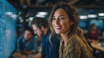 Businesswoman at office brainstorm session