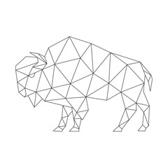 Polygonal line art of bison vector © pmpueng