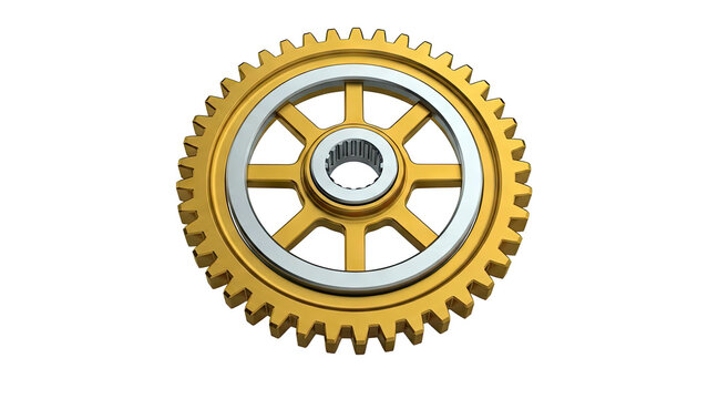 Golden Cogwheel with Silver Rim and Inner Hub