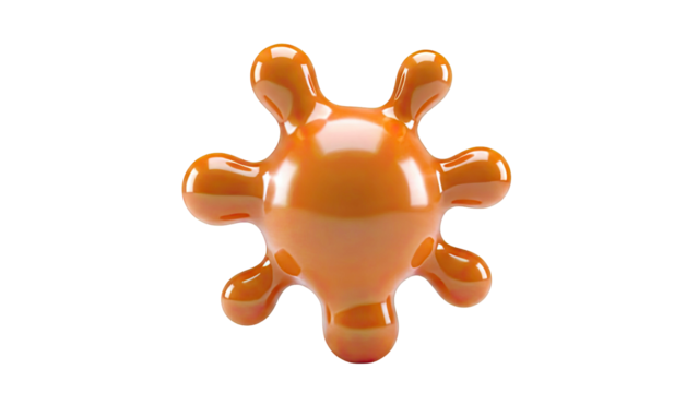 Glossy Orange Blob with Tentacles - Powered by Adobe