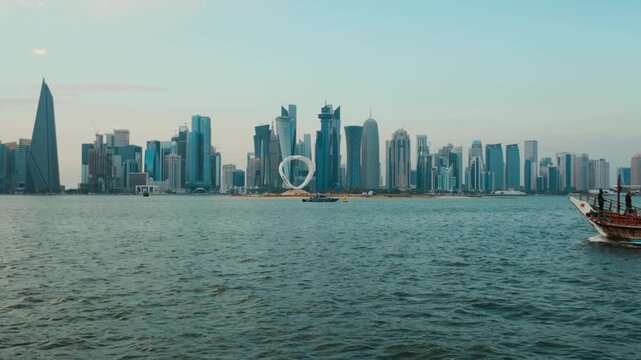 Boat tour with dhow cruise ships in Doha, Qatar