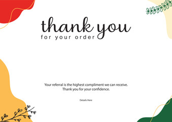 Modern "Thank You For Your Order" E-commerce Template Vector. thank you card design.