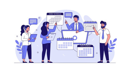 Teamwork and Planning: Business People Organizing Schedules and Calendars