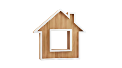 Wooden House Shape with White Trim