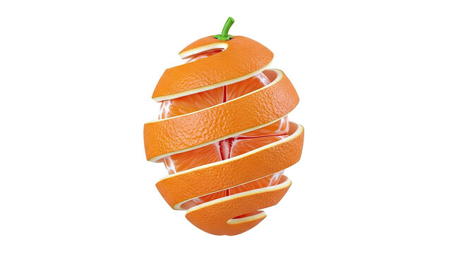 Orange segments with spiraling peel - Powered by Adobe