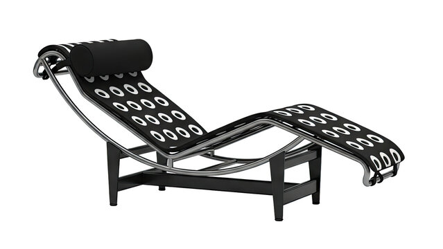 Modern Black and White Polka Dot Chaise Lounge Chair