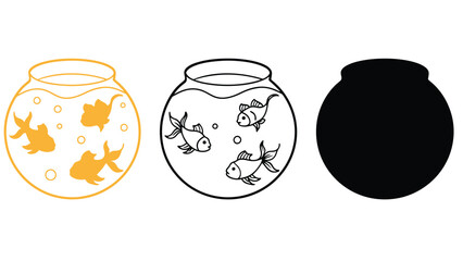An illustration of a fishbowl in different stages of completion