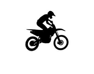 Obraz premium Minimalist Motocross Rider Silhouette Isolated on White Background 