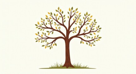 Obraz premium Tree with leaves on it and a bird sitting on the branch genealogy tree concept