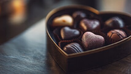 Heart-shaped box of gourmet chocolates
