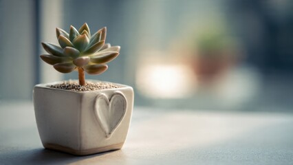 Succulent Plant in a Heart-Shaped Pot