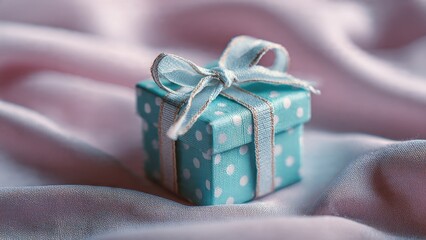 Turquoise gift box with white polka dots