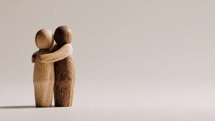 Wooden Figures Embracing