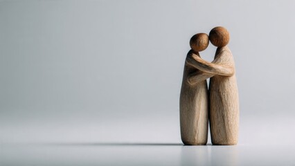 Wooden Figures Embracing