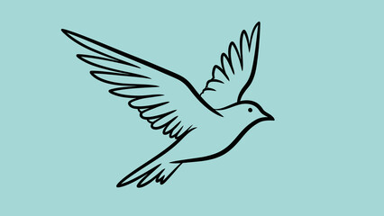 Fototapeta premium A serene minimalist line art sketch of a bird in graceful flight, symbolizing freedom, peace, and natural beauty, perfect for tranquil design elements