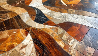 Intricate stone floor pattern with flowing, organic shapes and contrasting colors