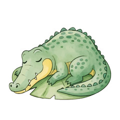 Obraz premium Happy cartoon crocodile character illustration