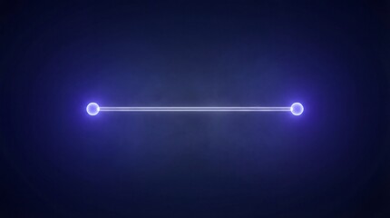 Futuristic neon line with glowing blue orbs on dark background