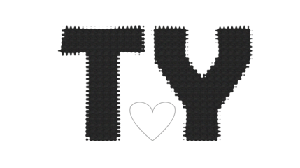 Pixelated TY text PNG, Retro Thank You doodle, 8-bit TY lettering with heart