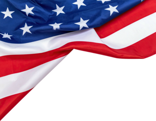 Wavy USA flag detail, stripes and stars, corner view