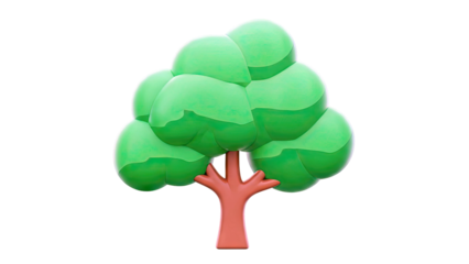 Stylized Green Tree with Brown Trunk