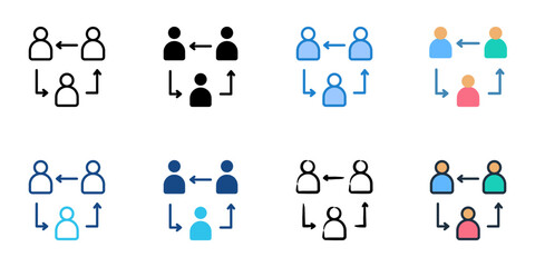 Naklejka premium Collaborative Sourcing icons set multiple style collection. Editable stroke 