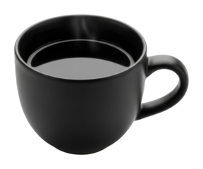 Steaming black coffee cup kitchen table beverage cozy vibe isolated on transparent background