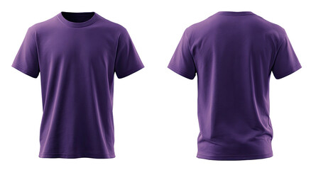 Purple crew neck tee; front & back view on black