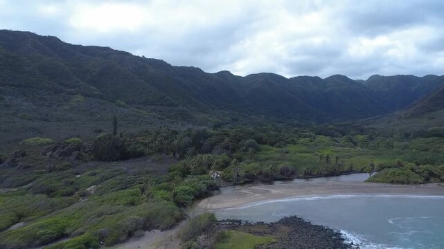 Jungle covered hidden valley in Hawaii