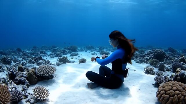 Exploring a Serene Underwater Seascape with Coral Reef Life