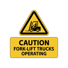 Obraz premium Yellow warning sign for forklift trucks operating in industrial zones