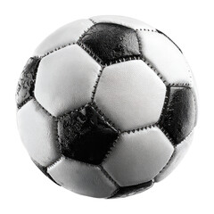 Soccer ball close-up monochrome pentagons on textured surface