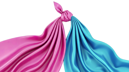 Pink and Blue Fabric Tied in a Knot
