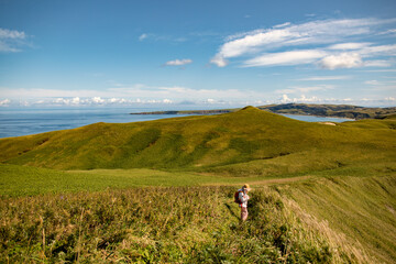 Fototapeta premium The scenery of the rebun Island Cape Trail in Hokkaido, Japan
