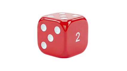 Red Die Showing the Number 2