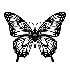 Stylized Butterfly Vector Illustration Black and White Monarch Butterfly Art