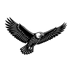 Obraz premium Clean and stylized flying eagle silhouette vector illustration isolated on white background