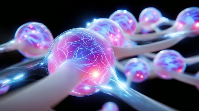 Intricate Connections of Electric Neurons: A Stunning Visualization of Light-Emitting Neural Cells Displaying Dynamic Interactions Through Vibrant Energy Patterns and Cerebral Activity in a Modern