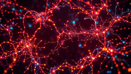 Intricate neural network simulation glowing with data streams,  electric,  connection