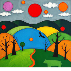 landscape with trees, amazing world 