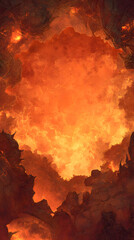 Fire portal style background with blazing flames and molten energy framing centered copy space