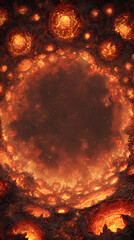 Fire portal style background with blazing flames and molten energy framing centered copy space