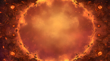 Fire portal style background with blazing flames and molten energy framing centered copy space